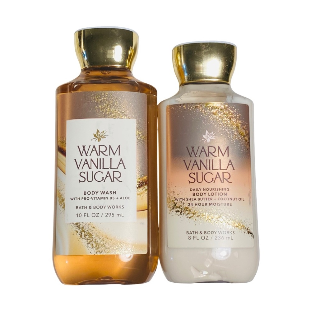 Bath & Body Works WARM VANILLA SUGAR | Body Lotion (8 oz) & Body Wash (10 oz)